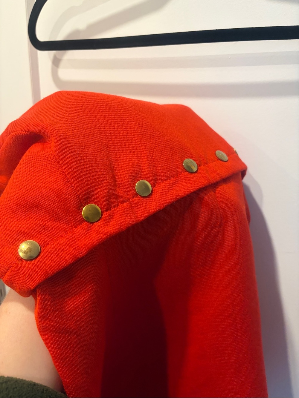 Vintage 70s Mod Red wool blend mini Dress with Gold Button - Picture 13 of 14